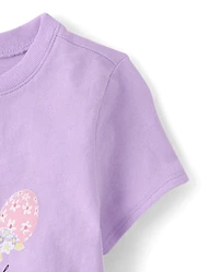 T-shirt graphique mignon avec un poussin pour Pâques, bébés et petites filles