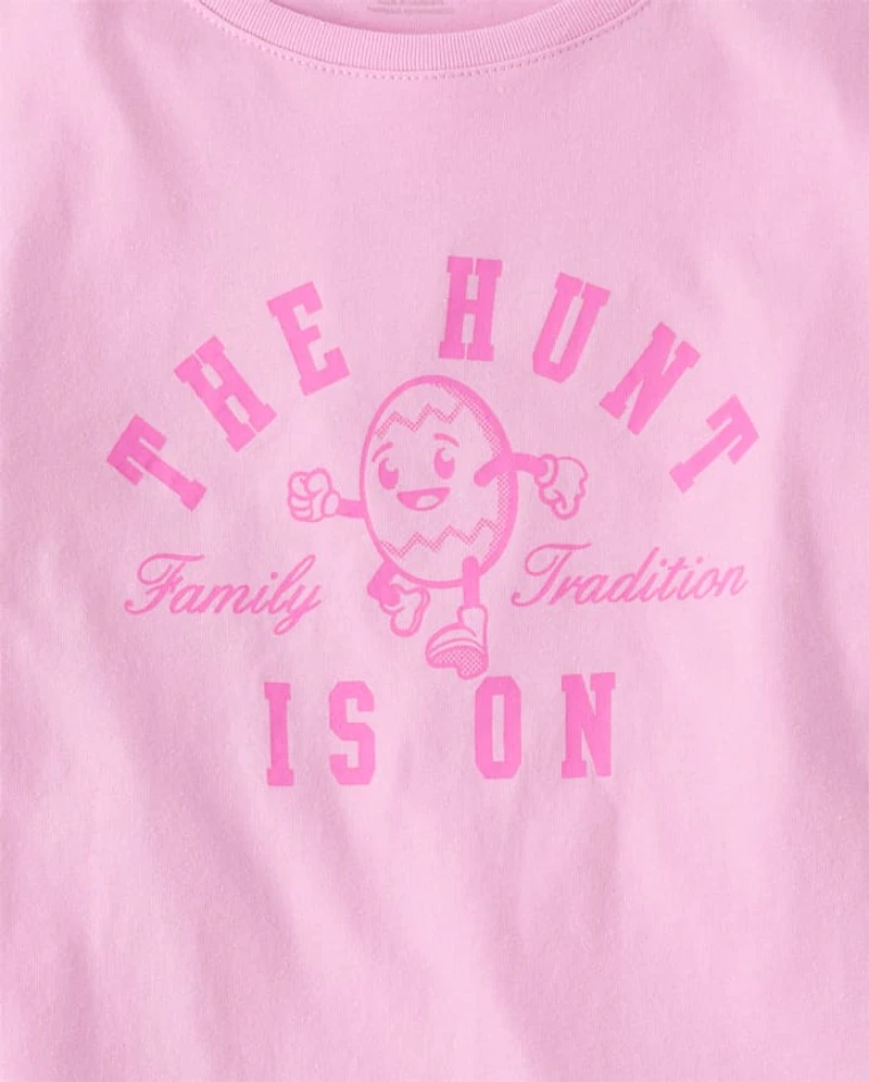 Womens Matching Family Easter The Hunt Is On Graphic Tee