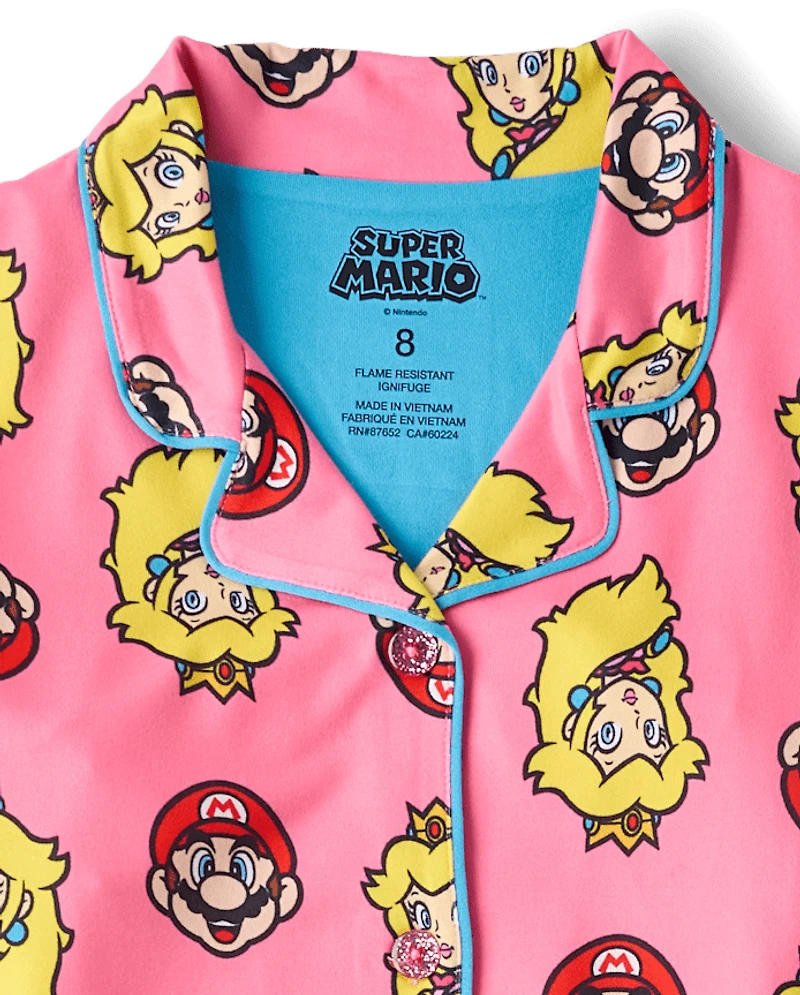 Girls Super Mario™ Princess Peach Button Front Pajamas