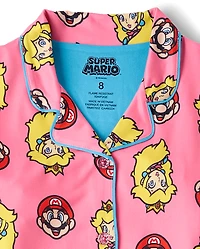 Girls Super Mario™ Princess Peach Button Front Pajamas