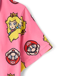 Girls Super Mario™ Princess Peach Button Front Pajamas