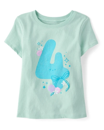 Baby And Toddler Girls 4 Birthday Graphic Tee