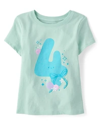 Baby And Toddler Girls 4 Birthday Graphic Tee