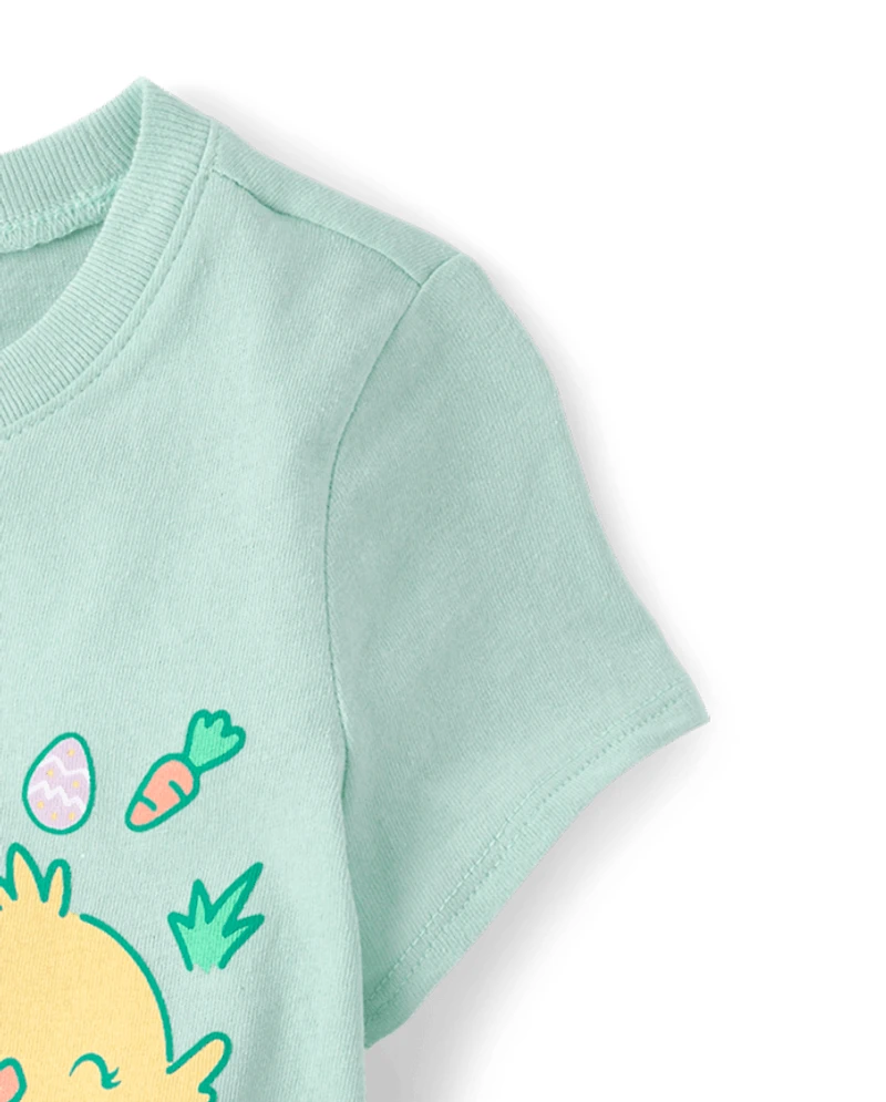 T-shirt graphique poussins de Pâques pour bébés et petites filles