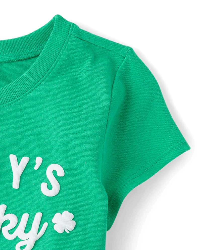 T-shirt graphique porte-bonheur de papa pour la Saint-Patrick, bébés et petites filles