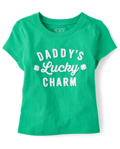 T-shirt graphique porte-bonheur de papa pour la Saint-Patrick, bébés et petites filles