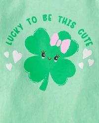 Baby And Toddler Girls St. Patrick's Day Cute Clover Graphic Tee