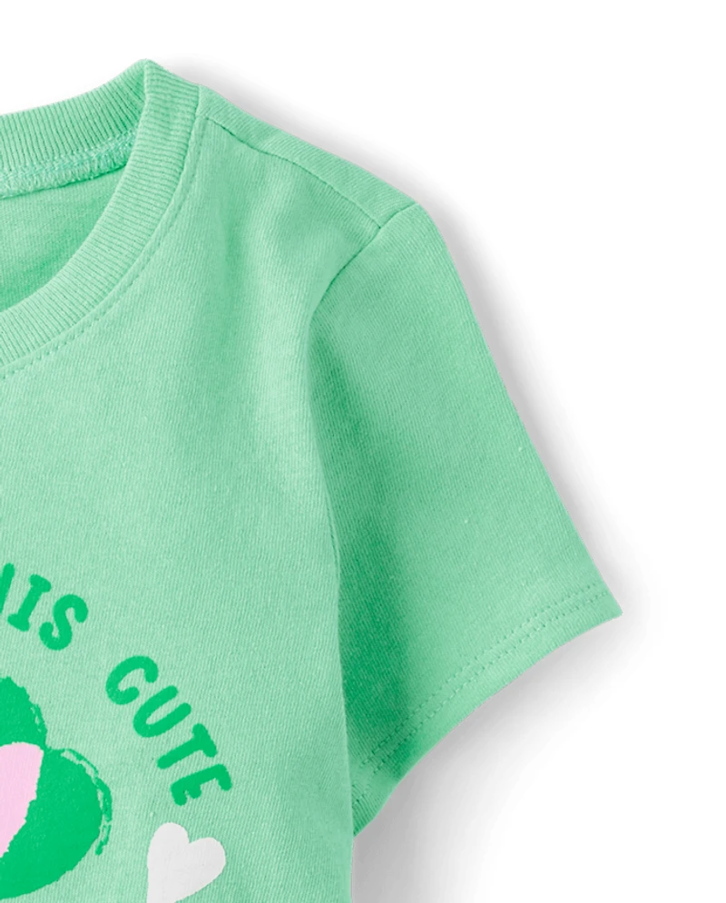 T-shirt graphique mignon à motif trèfle pour bébés et petites filles, spécial Saint-Patrick