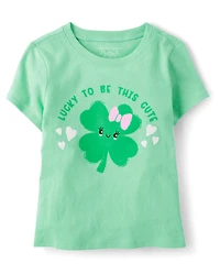 Baby And Toddler Girls St. Patrick's Day Cute Clover Graphic Tee