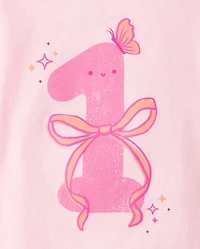 Baby And Toddler Girls 1 Birthday Graphic Tee