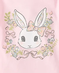 Baby And Toddler Girls Easter Bunny Floral  Graphic Tee