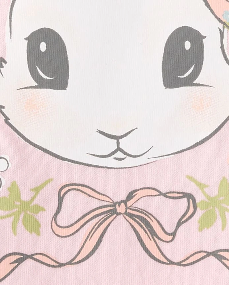 Baby And Toddler Girls Easter Bunny Floral Graphic Tee