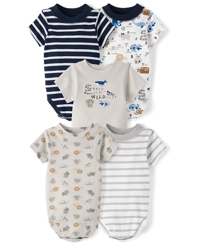 Baby Boys Animal Bodysuit 5-Pack