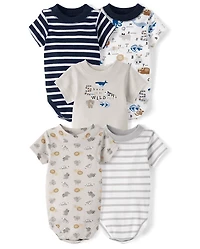 Baby Boys Animal Bodysuit 5-Pack