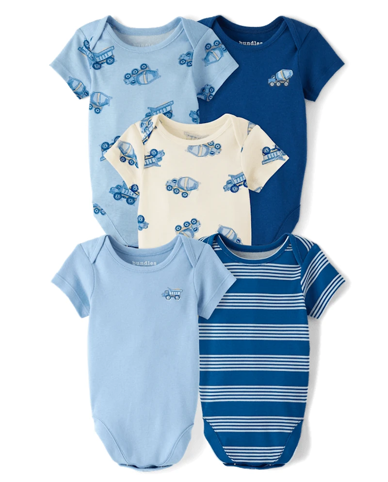 Baby Boys Construction Vehicle Bodysuit 5-Pack