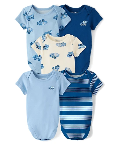 Baby Boys Construction Vehicle Bodysuit 5-Pack