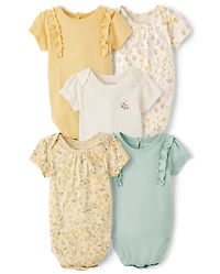 Lot de 5 bodies fleuris pour bébés filles