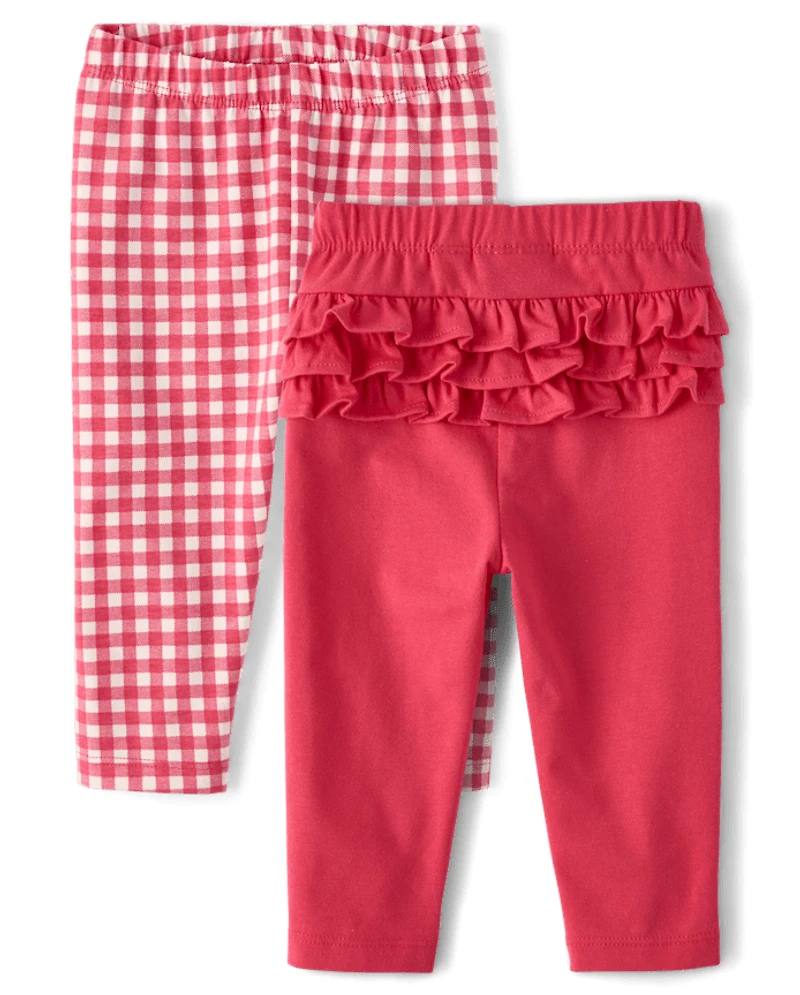 Baby Girls Gingham Ruffle Leggings 2-Pack