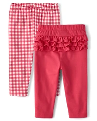 Baby Girls Gingham Ruffle Leggings 2-Pack