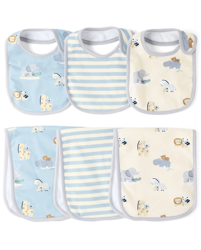 Baby Boys Animal Bib And Burp Cloth 6-Piece Set