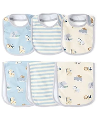 Baby Boys Animal Bib And Burp Cloth 6-Piece Set