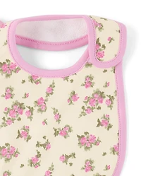 Baby Girls Floral Bib And Burp Cloth 6-Piece Set