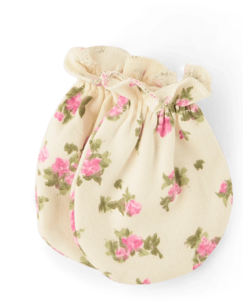 Baby Girls Floral Headwrap And Mittens 6-Pack
