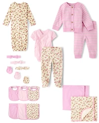 Baby Girls Floral Headwrap And Mittens 6-Piece Set