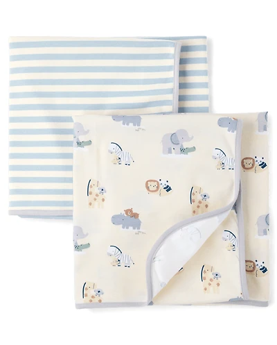 Baby Boys Animal Swaddle Blanket 2-Pack