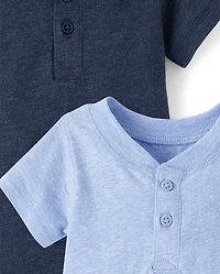 Baby Boys Marled Henley Bodysuit 3-Pack
