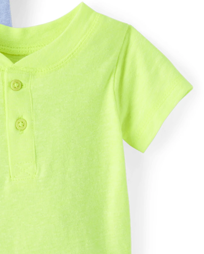 Baby Boys Marled Henley Bodysuit 3-Pack