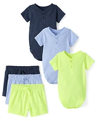 Baby Boys Marled Henley Bodysuit 3-Pack