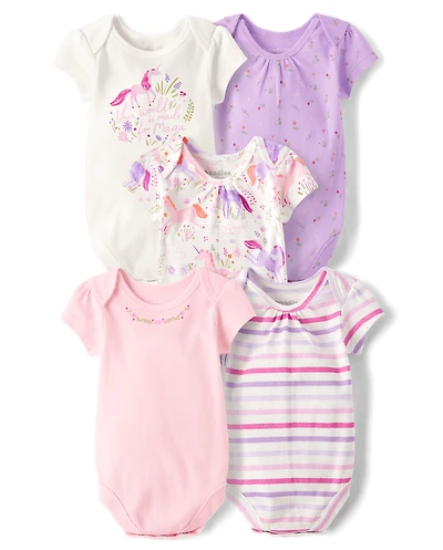 Baby Girls Unicorn Bodysuit 5-Pack