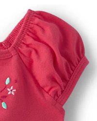 Baby Girls Embroidered Cherry Bubble Romper 2-Pack