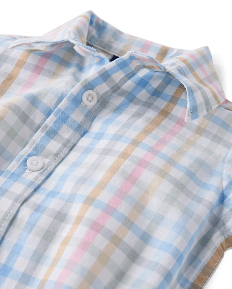 Baby Boys Dad And Me Gingham 2-Piece Outfit Set