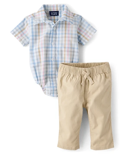 Baby Boys Dad And Me Gingham 2-Piece Outfit Set