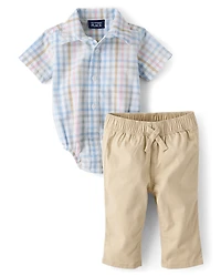 Baby Boys Dad And Me Gingham 2-Piece Outfit Set