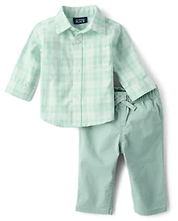 Ensemble 2 pièces à carreaux pour bébé garçon