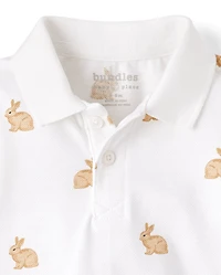 Baby Boys Bunny Polo Romper