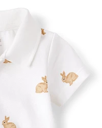 Baby Boys Bunny Polo Romper
