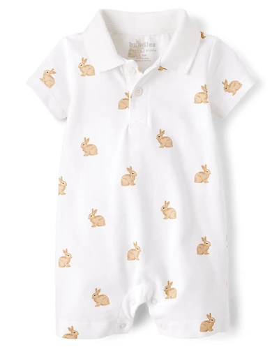 Baby Boys Bunny Polo Romper