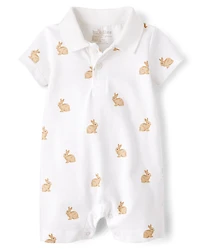 Baby Boys Bunny Polo Romper
