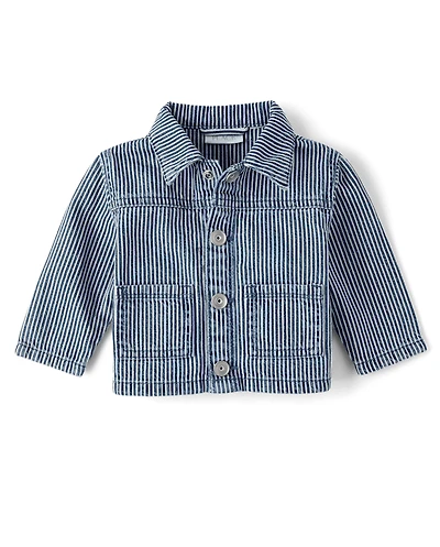 Baby Boys Railroad Striped Denim Jacket