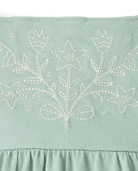 Baby Girls Embroidered Flutter Romper