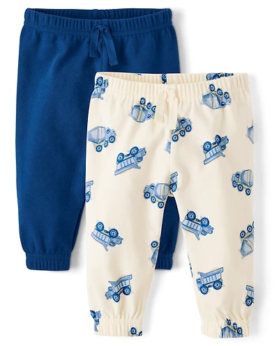 Baby Boys Construction Vehicle Jogger Pants 2-Pack