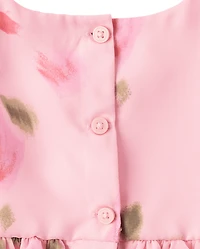 Robe évasée en mousseline à fleurs pour bébé fille