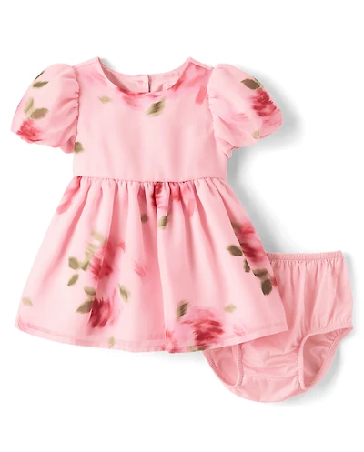Baby Girls Floral Chiffon Fit And Flare Dress