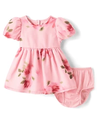 Baby Girls Floral Chiffon Fit And Flare Dress