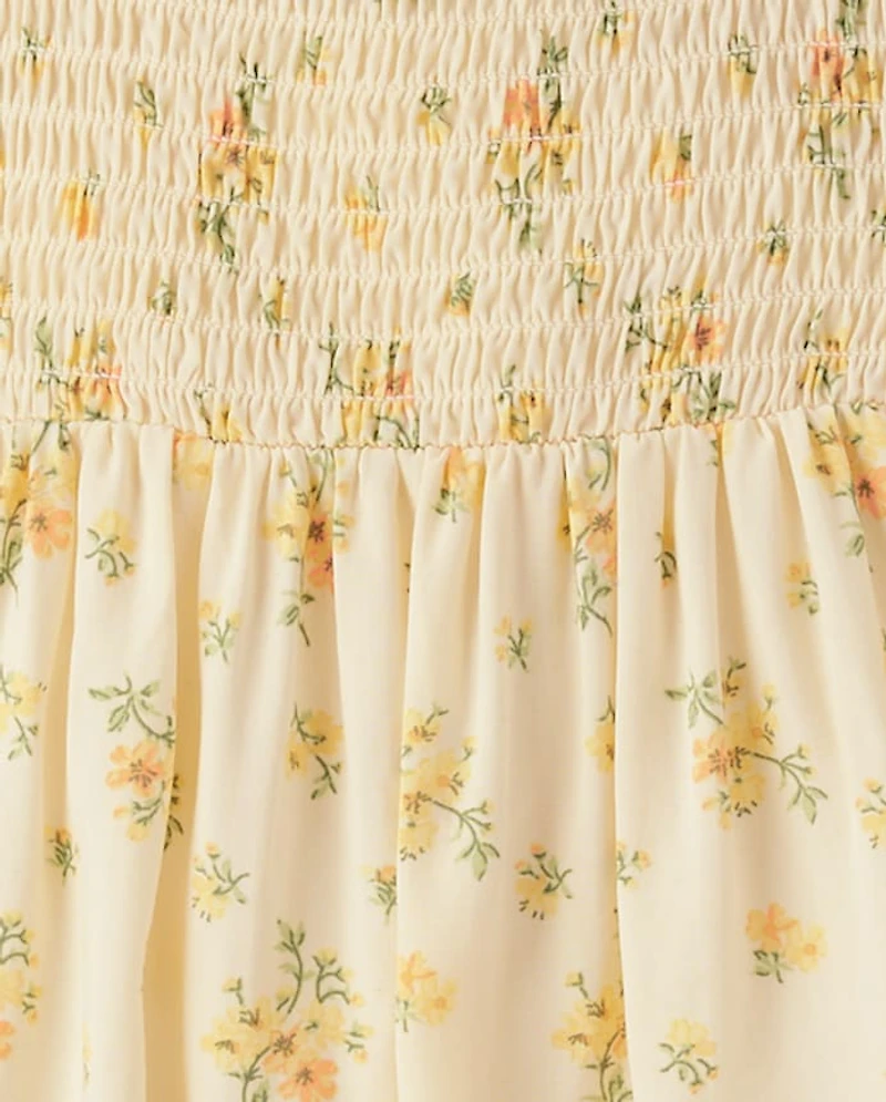 Baby Girls Floral Smocked Flutter Dress