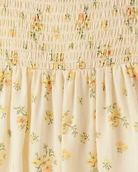 Baby Girls Floral Smocked Flutter Dress